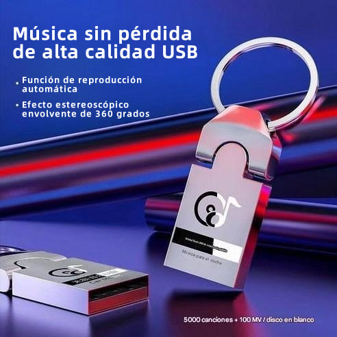 【Unidad flash USB de música】contiene 8000 canciones, 600 MV y efectos de sonido 6D